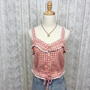 American Eagle‎ Gingham Sleeveless Cottagecore Top Medium Boho Preppy